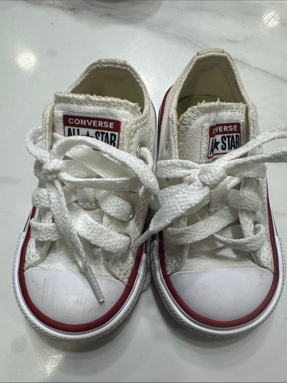 Converse Kids White & Red Low Top Chuck Taylor Sneakers